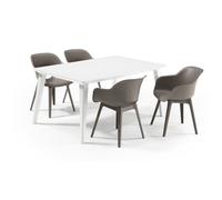 Allibert Lima Table Blanc - résistant aux intempéries, table à manger de jardin, Outdoor