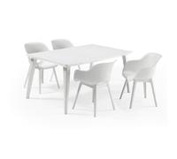 Allibert Lima Table Blanc - résistant aux intempéries, table à manger de jardin, Outdoor