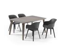 Allibert Table à manger Lima 160 rectangulaire 157 x 98 x 74 cm 6 personnes en résine cappuccino