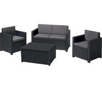 ALLIBERT MONACO Ensemble de salon, avec table de stockage, graphite/gris 17200031