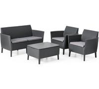 Allibert Salemo Ensemble de salon, couleur Graphite
