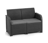 Banquette de jardin - Allibert by KETER - SanRemo - en résine imitation rotin tressé - Gris graphite