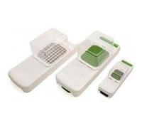 ALLIGATOR 3002 - Hachoir Multifonction 3 en 1 - Coupe Légumes - Coupe Oignon - Coupe Frites - 3 Lames Interchangeables - 3x3 mm 6x6 mm 12x12 mm - Sans BPA - Blanc et Vert