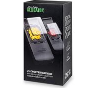 ALLIGATOR 3007 - Lot de 2 Hachoirs Multifonctions Avec Bacs Collecteurs - Mini & Original - Coupe Légumes - Coupe Oignon - Lames 3x3 mm et 6x6 mm - Sans BPA - Noir