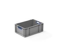 Allit Conteneur de transport gerbable L600xl400xH220mm gris PP poignée ouverte bleu pa Quantité:1