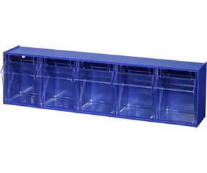Allit 464430 Casier à tiroirs basculants VarioPlus ProFlip 5 empilable (l x H x P) 600 x 165 x 135 mm bleu, transparent 1 pc(s)