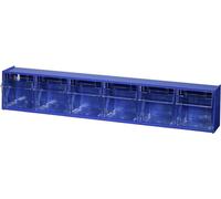 Allit 464440 Casier à tiroirs basculants VarioPlus ProFlip 6 empilable (L x l x H) 600 x 600 x 115 mm bleu, transparent 1 pc(s)