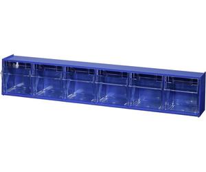 Allit 464440 Casier à tiroirs basculants VarioPlus ProFlip 6 empilable (L x l x H) 600 x 600 x 115 mm bleu, transparent 1 pc(s)