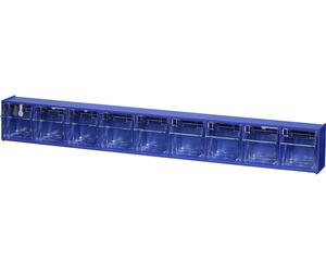 Allit 464450 Casier à tiroirs basculants VarioPlus ProFlip 9 (l x H x P) 600 x 77 x 65 mm bleu, transparent 1 pc(s)