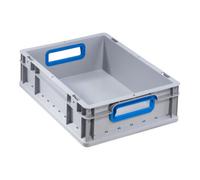 Allit Conteneur de transport gerbable L400xl300xH120mm gris PP poignée ouverte bleu pa Quantité:1