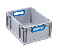 Allit Conteneur de transport gerbable L400xl300xH170mm gris PP poignée ouverte bleu pa Quantité:1