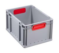 Allit Conteneur de transport gerbable L400×l300×H220 mm PP gris poignée fermée rouge