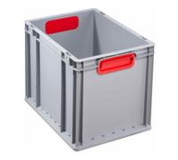 Allit Conteneur de transport gerbable L400xl300xH320mm gris PP poignée fermée rouge pa Quantité:1