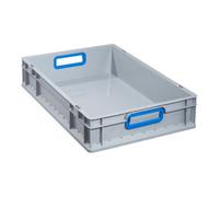Allit Conteneur de transport gerbable L600xl400xH120mm gris PP poignée ouverte bleu pa Quantité:1