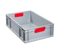 Allit Conteneur de transport gerbable L600xl400xH170mm gris PP poignée fermée rouge pa Quantité:1