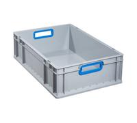 Allit Conteneur de transport gerbable L600xl400xH170mm gris PP poignée ouverte bleu pa Quantité:1