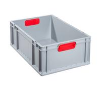 Allit Conteneur de transport gerbable L600xl400xH220mm gris PP poignée fermée rouge pa Quantité:1