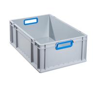 Allit Conteneur de transport gerbable L600xl400xH220mm gris PP poignée ouverte bleu pa Quantité:1