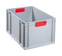 Allit Conteneur de transport gerbable L600xl400xH320mm gris PP poignée fermée rouge pa Quantité:1