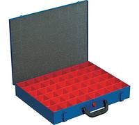 Allit Mallette de rangement en tôle d'acier EuroPlus pour petites pièces, avec 48 compartiments et fermeture étanche Bleu 44/48 x 63 cm