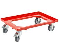 allit Roulette de transport ProfiPlus EuroRoll OB 600, rouge Cadre en plastique robuste, 2 roues pivotantes et - 1 pièce (456868)