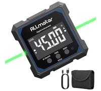 ALLmeter Inclinomètre Numérique 4×90° avec Laser Vert, Rechargeable | Niveau Electronique, USB-C, 4 Faces Magnétique, Écran LCD, Étanche IP54, Pour Travail du Bois Bricoleur Automobile