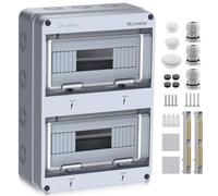 ALLmeter Tableau électrique 2 rangées Pour 24 modules, Coffret Electrique Etanche IP65, Boîte à Fusibles Distributeur en Saillie avec Terminaux et Rails Intégrés pour intérieur et extérieur