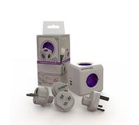 allocacoc PowerCube DuoUSB ReWirable + Plug, bloc multiprise à 4 prises 230V + 2 prises USB