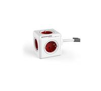 Allocacoc PowerCube extended - Unité de distribution secteur - CA 220-240 V - connecteurs de sortie : 5 (CEE 7/4) - 3 m cordon - Allemagne - rouge Boston