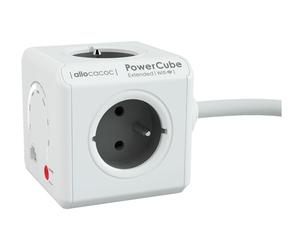 Allocacoc PowerCube Extended WiFi, unité de distribution d'alimentation Type E, 4 prises, 1.5m, blanc/gris POWERCUBE EXTENDED WIFI TYPE E (9720/FREXWF)