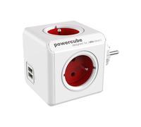 Allocacoc PowerCube original usb - Unité de distribution secteur - CA 250 V - 3680 Watt - connecteurs de sortie : 4 (2 x USB, 4 x alimentations de type E) - blanc, rouge