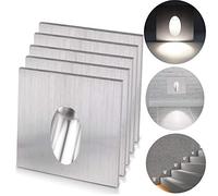 ALLOMN Applique Encastré Murale d'Escalier Carré, 5PCS 1W Blanc Froid, Lumières de Marche et Éclairage Décoratif pour Extérieur Intérieur