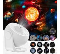AlloMN Projecteur d'étoiles LED globe galaxie 13 disques de film ciel étoilé veilleuse lune chambre à coucher salon (blanc)