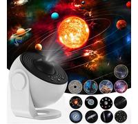 ALLOMN Projecteur d'étoiles, projecteur LED globe galaxie avec 13 disques de film, veilleuse ciel étoilé pour enfants et adultes, plafond, chambre à coucher, salon (noir et blanc)