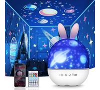 ALLOMN Veilleuse Projecteur pour Enfants, Bluetooth Dimmable Star Projecteur avec 6 Films, 360° Rotation Bébé LED Boîte à Musique Projecteur Veilleuse avec Télécommande pour Bébé Fille Garçon Cadeau