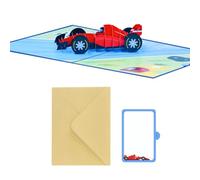 alloneslife Carte de voeux d ' anniversaire 3D | Thème de voiture de course, enveloppe, insert de message, présentoir en papier pliable pour décoration de