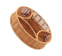alloneslife Plateau rond pour fruits et collations en imitation rotin tissé avec plusieurs compartiments, panier de service divisé pour bol de service de fruits organisé