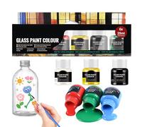 Allony Peinture Vitrail, Peinture Sur Verre Sans Cuisson, peinture Ceramique Idéal pour Peindre des Tasses, des Vases Céramique et du Verre 6 * 25ml