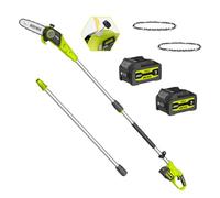 Alloyman Élagueur sur Perche sans Fil 20V MAX, Élagueuse Électrique avec Perche Télescopique, 2 Batteries 20V 4,0 Ah et Chargeur, Guide de 20 cm, Vitesse de Chaîne 5,5 m/s, Lubrification Automatique