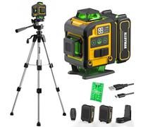Alloyman Niveau Chantier Laser Autonivelant avec Trépied 4 × 360°, Laser Niveaux 4D 16 Lignes Lazer, Mode Impulsion Extérieur, 2 x Batteries, Nivellement Automatique, Support Rotatif, Télécommande