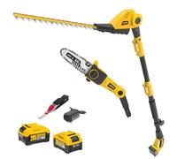Alloyman Taille-haie télescopique sans Fil 2-en-1 20V Max sur Perche et élagueuse, avec 2 Batteries 4,0 Ah et Chargeur, scie télescopique pour Tailler Les Branches, Haies et arbustes