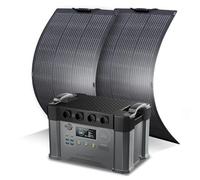 ALLPOWERS S2000Pro Station électrique portable 1451Wh 2 x panneau solaire | générateur solaire avec 2 x panneau solaire flexible 100W IP68 étanche 4 prises CA 2400W pour camping-car, balcon, jardin