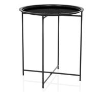 hjh LIVING Table d'appoint ALLRUND métal avec motif perforé Noir