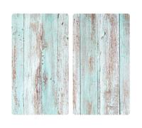 Allstar Plaque de protection en verre Blue Wood set de 2, couvre pour plaques de cuisson vitrocéramiques ou induction, Verre trempé, 30 x 0.8 x 52 cm, Multicolore