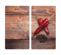 WENKO Plaques de recouvrement en verre Pepper, set de 2 plaques de recouvrement pour cuisinière Plaque de cuisine Protection