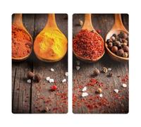 Allstar Set de 2 couvre-plaque de cuisson pour plaques vitrocéramiques ou induction, Verre trempé, 30 x 0.8 x 52 cm, Multicolore