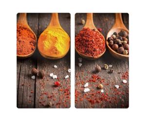 Allstar Set de 2 couvre-plaque de cuisson pour plaques vitrocéramiques ou induction, Verre trempé, 30 x 0.8 x 52 cm, Multicolore