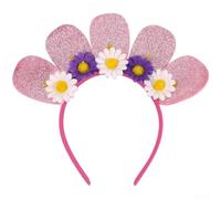Allthingstore Bandeau à fleurs hawaïennes en tissu pailleté pour fête | Bande élastique, ajustement réglable pour tous les âges, maintien sûr pendant la danse, largeur de 22 cm, port confortable