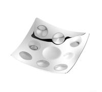 Allthingstore Plateau de service en acier inoxydable à 4 sections - Plateau à goûter divisé pour noix, bonbons, fruits, apéritif élégant pour fêtes, rassemblements, argent (un compartiment)