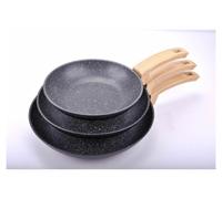 Alluflon Etnea Wood Set de poêles, 3 pièces, poêle, poêle à frire, revêtement anti-adhésif, aspect pierre, 0034363993